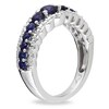 Thumbnail Image 1 of Graduated Lab-Created Blue Sapphire Ring in Sterling Silver