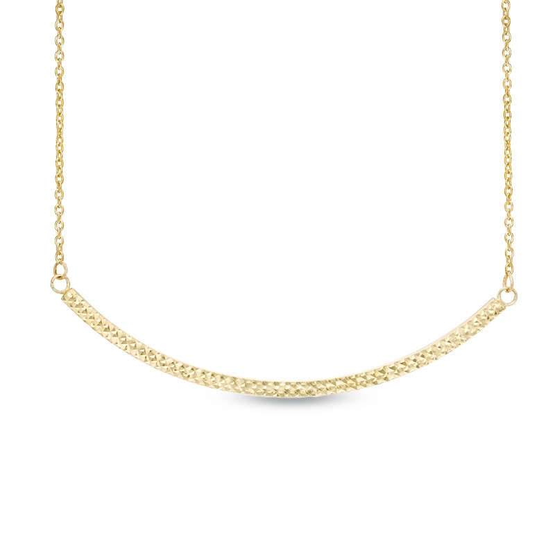 Polished Curve Bar Necklace in 10K Gold - 17"