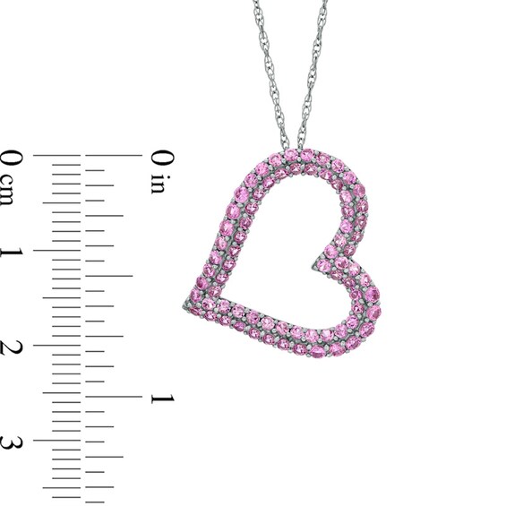 Lab-Created Pink Sapphire Heart Pendant in Sterling Silver