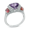 Thumbnail Image 2 of 9.0mm Heart-Shaped Amethyst, Pink Tourmaline and Diamond Accent Ring in Sterling Silver