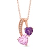Thumbnail Image 0 of Heart-Shaped Amethyst and Lab-Created Pink and White Sapphire Pendant in 10K Rose Gold