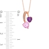 Thumbnail Image 1 of Heart-Shaped Amethyst and Lab-Created Pink and White Sapphire Pendant in 10K Rose Gold