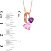 Thumbnail Image 1 of Heart-Shaped Amethyst and Lab-Created Pink and White Sapphire Pendant in 10K Rose Gold