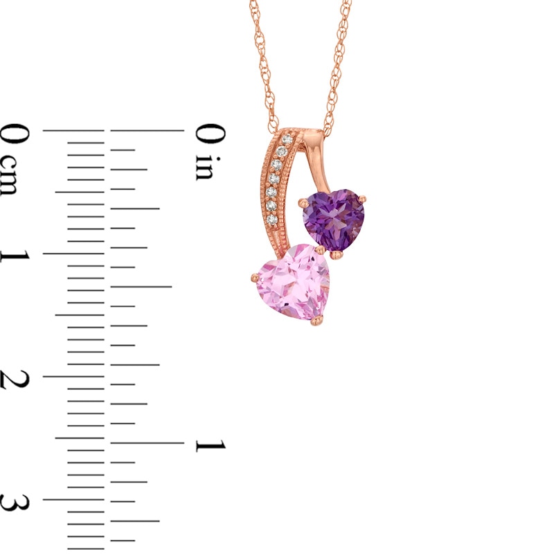 Heart-Shaped Amethyst and Lab-Created Pink and White Sapphire Pendant in 10K Rose Gold