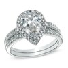 Thumbnail Image 1 of Pear-Shaped Lab-Created White Sapphire Fashion Ring Set in Sterling Silver