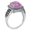 Thumbnail Image 1 of 9.0mm Cushion-Cut Lab-Created Pink and White Sapphire Frame Ring in Sterling Silver