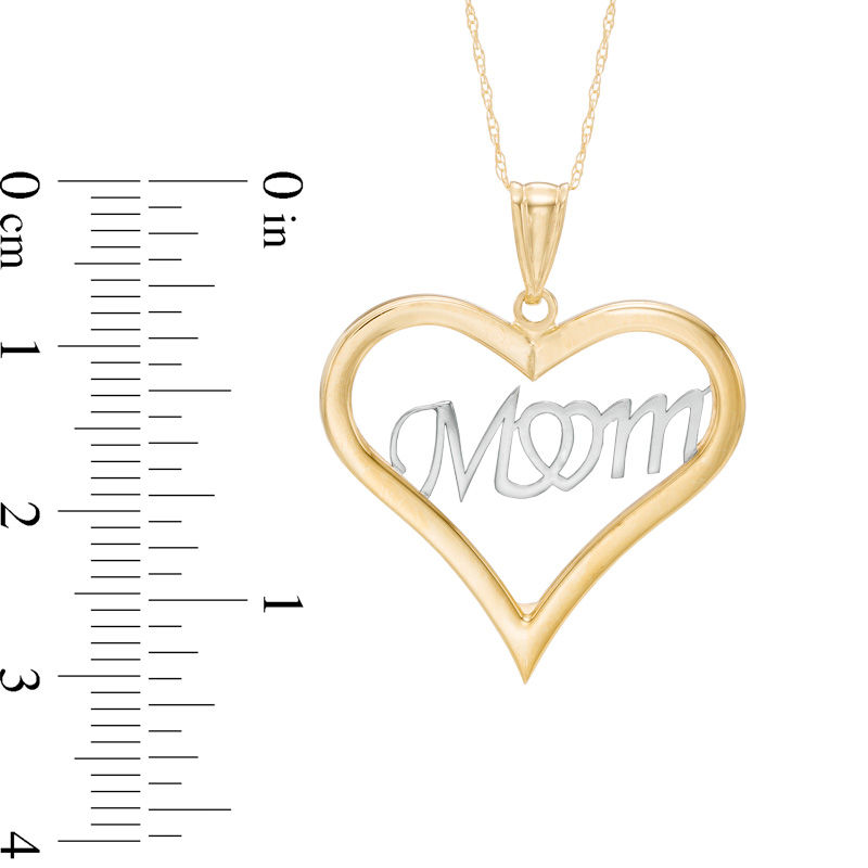 Main Image 2 of "MOM" Heart Pendant in 10K Two-Tone Gold