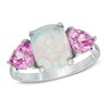 Thumbnail Image 0 of Cushion-Cut Lab-Created Opal and Pink Sapphire Ring in Sterling Silver