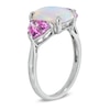 Thumbnail Image 1 of Cushion-Cut Lab-Created Opal and Pink Sapphire Ring in Sterling Silver