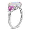 Thumbnail Image 1 of Cushion-Cut Lab-Created Opal and Pink Sapphire Ring in Sterling Silver