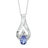Thumbnail Image 0 of Oval Tanzanite and 1/10 CT. T.W. Diamond Pendant in 14K White Gold