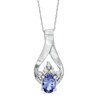 Thumbnail Image 0 of Oval Tanzanite and 1/10 CT. T.W. Diamond Pendant in 14K White Gold