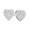 Thumbnail Image 1 of 1/2 CT. T.W. Multi-Diamond Heart-Shaped Cluster Stud Earrings in 10K White Gold