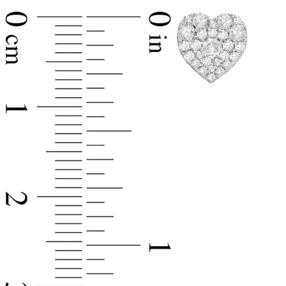 1/2 CT. T.w. Multi-Diamond Heart-Shaped Cluster Stud Earrings in 10K White Gold