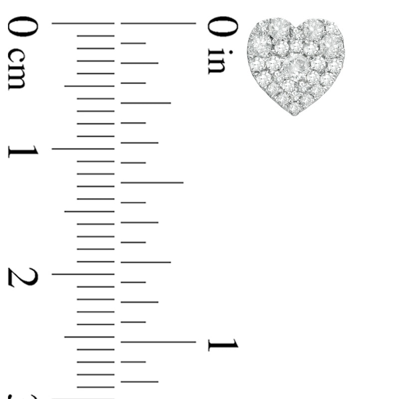 1/2 CT. T.W. Multi-Diamond Heart-Shaped Cluster Stud Earrings in 10K White Gold