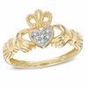 Thumbnail Image 1 of Diamond Accent Vintage-Style Claddagh Ring in 10K Gold