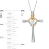Thumbnail Image 2 of Diamond Accent Cross with Claddagh Heart Pendant in 10K Two-Tone Gold