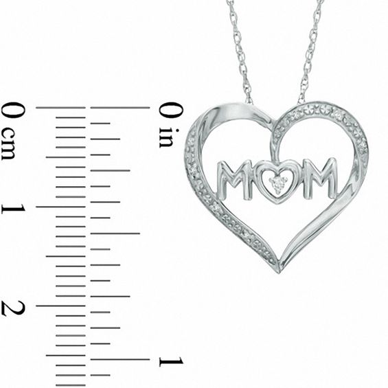 Diamond Accent Heart with Mom Pendant in 10K White Gold