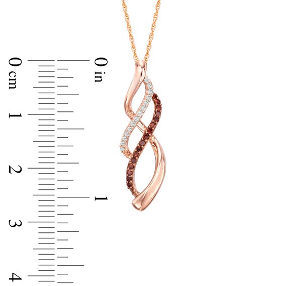 1/5 CT. T.w. Enhanced Cognac and White Diamond Infinity Waves Pendant in 10K Rose Gold
