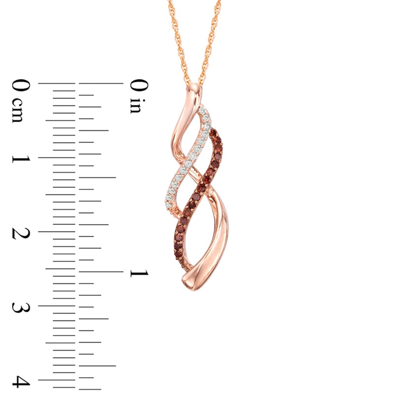 Main Image 2 of 1/5 CT. T.W. Enhanced Cognac and White Diamond Infinity Waves Pendant in 10K Rose Gold