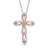 Thumbnail Image 1 of Diamond Accent Vintage-Style Cross Pendant in Sterling Silver and 10K Rose Gold