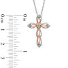 Thumbnail Image 2 of Diamond Accent Vintage-Style Cross Pendant in Sterling Silver and 10K Rose Gold