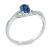 Thumbnail Image 2 of Oval Lab-Created Blue Sapphire and Diamond Accent Twist Engagement Ring in 10K White Gold