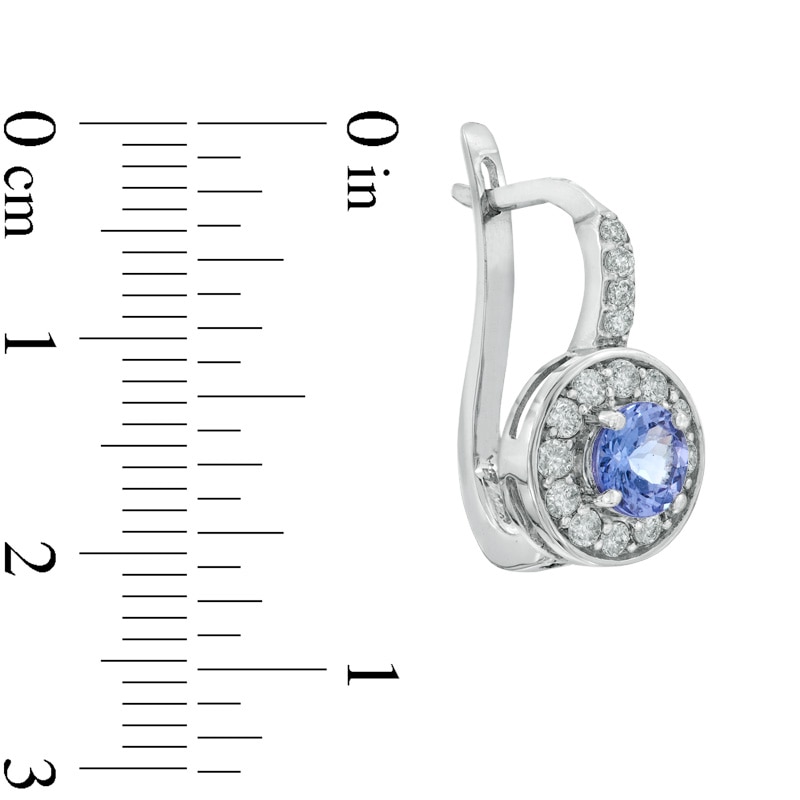 4.0mm Tanzanite and 5/8 CT. T.W. Diamond Drop Earrings in 14K White Gold