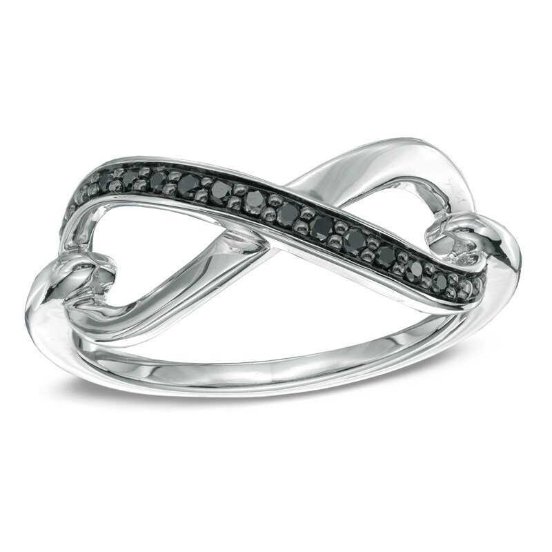 Main Image 1 of 1/15 CT. T.W. Black Diamond Infinity Ring in Sterling Silver