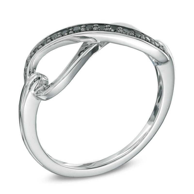 Main Image 2 of 1/15 CT. T.W. Black Diamond Infinity Ring in Sterling Silver