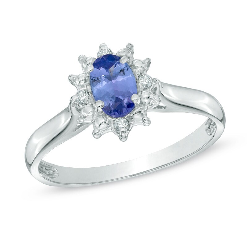Oval Tanzanite and Diamond Accent Ring in 10K White Gold Zales