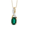 Thumbnail Image 0 of Oval Lab-Created Emerald and Diamond Accent Twist Pendant in 10K Gold