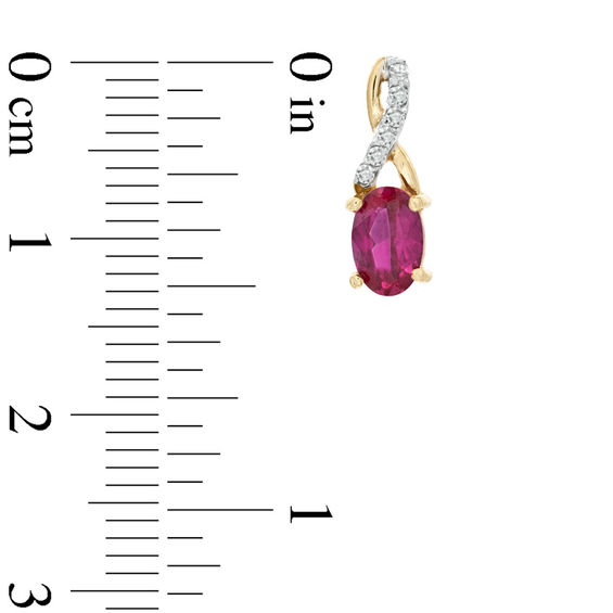 Oval Lab-Created Ruby and Diamond Accent Twist Earrings in 10K Gold