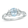 Thumbnail Image 0 of Oval Aquamarine and 1/8 CT. T.W. Diamond Ring in 10K White Gold