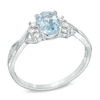 Thumbnail Image 1 of Oval Aquamarine and 1/8 CT. T.W. Diamond Ring in 10K White Gold