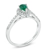 Thumbnail Image 1 of Pear-Shaped Emerald and 1/4 CT. T.W. Diamond Engagement Ring in 10K White Gold