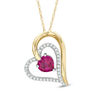 Thumbnail Image 1 of 7.0mm Heart-Shaped Lab-Created Ruby and White Sapphire Heart Pendant in Sterling Silver with 14K Gold Plate