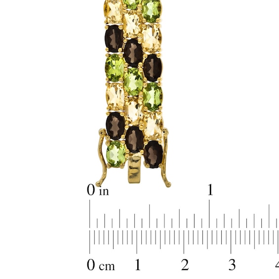 Oval Multi-Gemstone Stack Bracelet in Sterling Silver with 18K Gold Plate