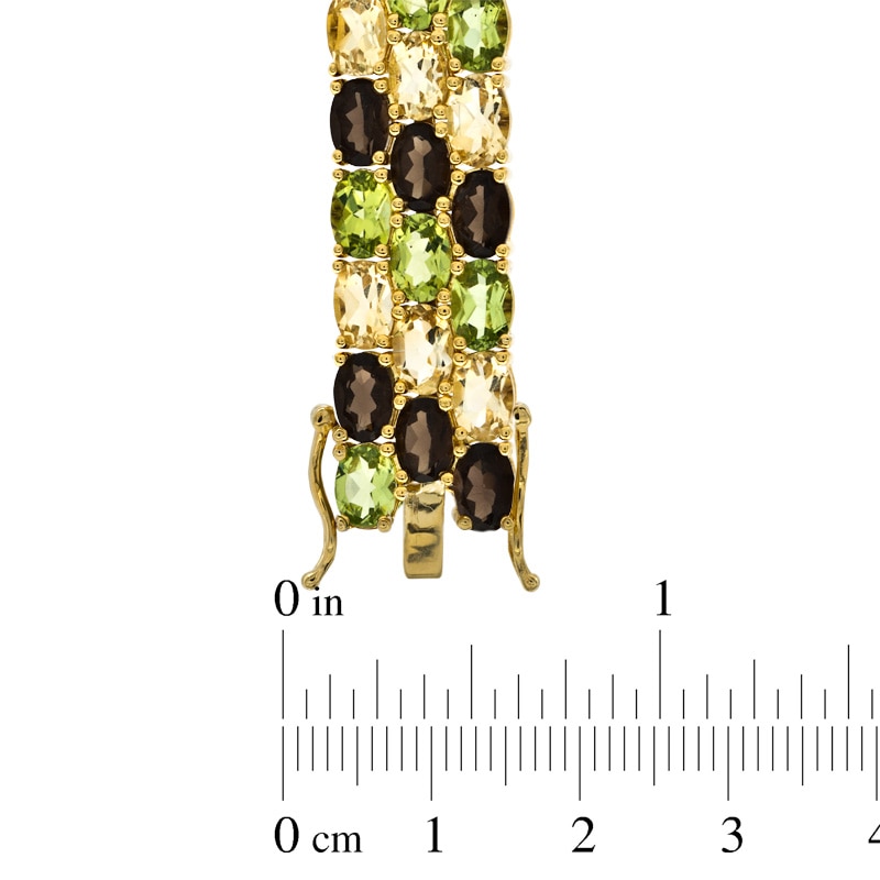 Main Image 2 of Oval Multi-Gemstone Stack Bracelet in Sterling Silver with 18K Gold Plate
