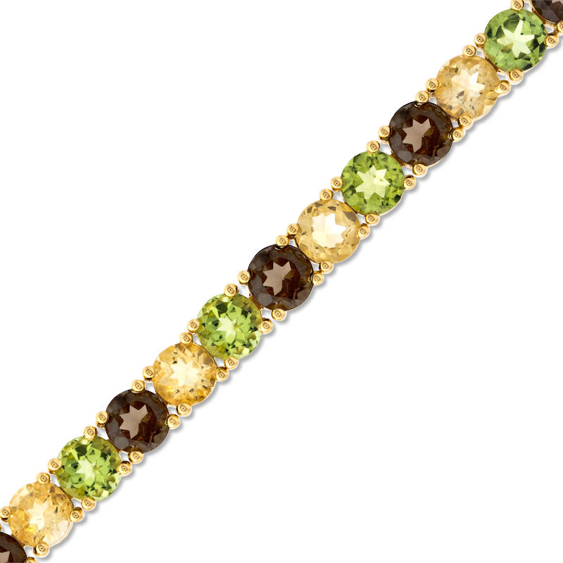Main Image 1 of Multi-Gemstone Tennis Bracelet in Sterling Silver with 18K Gold Plate