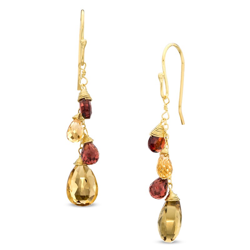 Briolette Multi-Gemstone Earrings in Sterling Silver with 18K Gold Plate