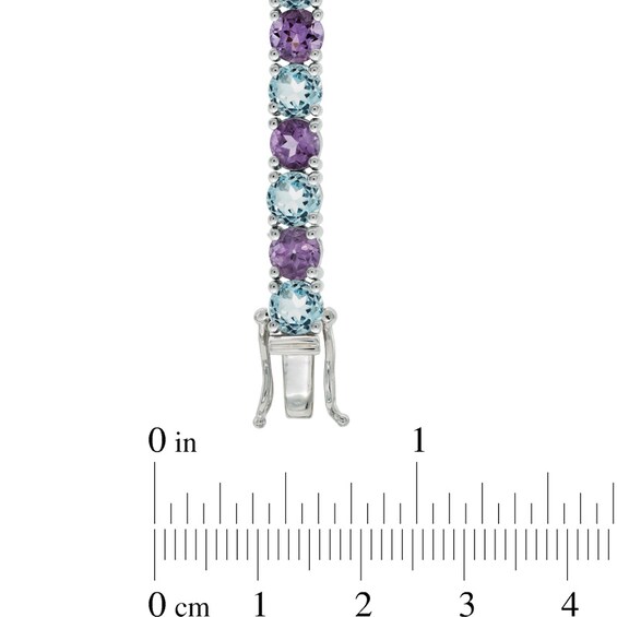 Amethyst and Blue Topaz Tennis Bracelet in Sterling Silver