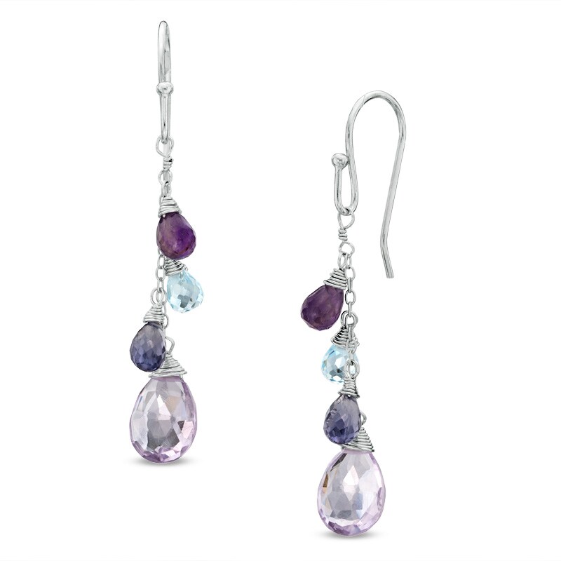 Main Image 1 of Briolette Multi-Gemstone Earrings in Sterling Silver