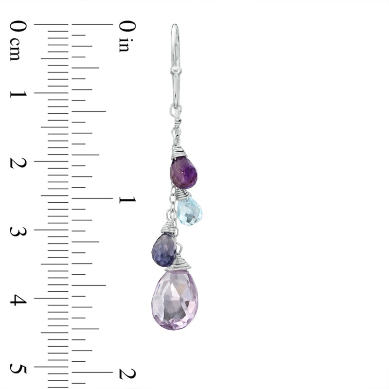 Main Image 2 of Briolette Multi-Gemstone Earrings in Sterling Silver