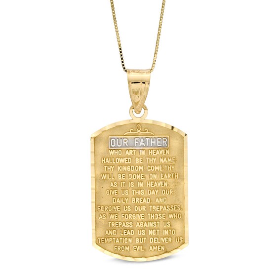 Lord's Prayer Dog Tag Pendant in 10K Gold