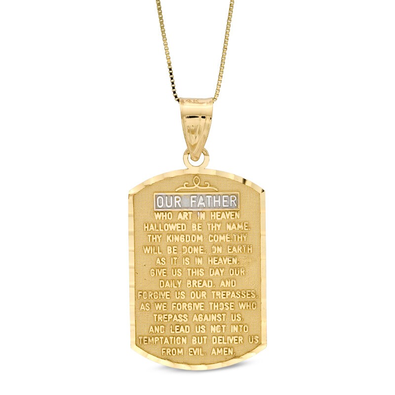 Main Image 1 of Lord's Prayer Dog Tag Pendant in 10K Gold