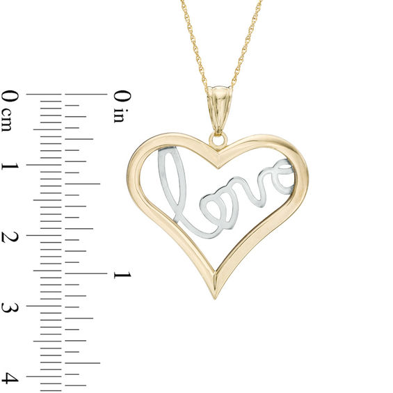 "Love" Heart Pendant in 10K Two-Tone Gold