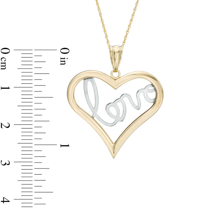 "LOVE" Heart Pendant in 10K Two-Tone Gold