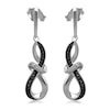 Thumbnail Image 1 of Enhanced Black and White Diamond Accent Abstract Infinity Drop Earrings in Sterling Silver