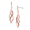 Thumbnail Image 1 of 1/5 CT. T.W. Enhanced Cognac and White Diamond Infinity Waves Drop Earrings in 10K Rose Gold